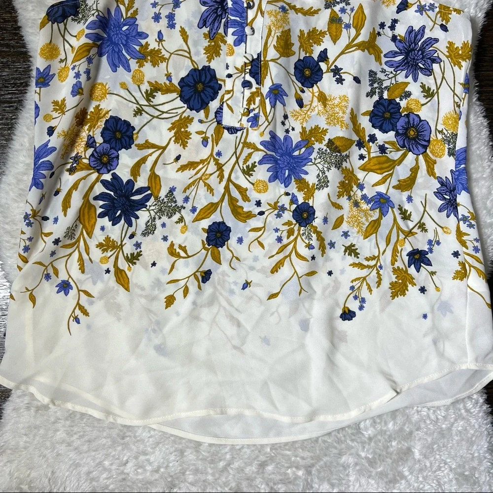 NWT Maurices Blue and Gold Floral Tank Top Blouse - Picture 3 of 11